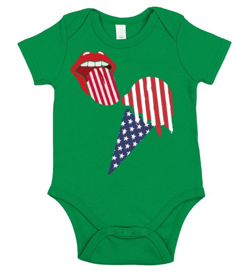 American flag ice cream funny design gift idea Short Sleeve Baby One-Piece