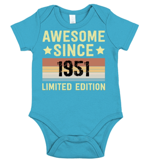 Awesome Since 1951 Retro 71 Years Old Birthday Short Sleeve Baby One-Piece