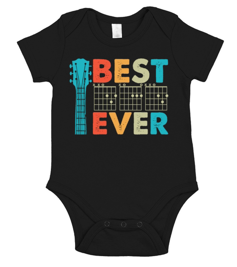 Best Dad Ever Funny Guitar Lover Vintage Father Short Sleeve Baby One-Piece