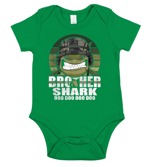 Brother Shark Doo Doo 4th Of July Army Veteran Father day Short Sleeve Baby One-Piece