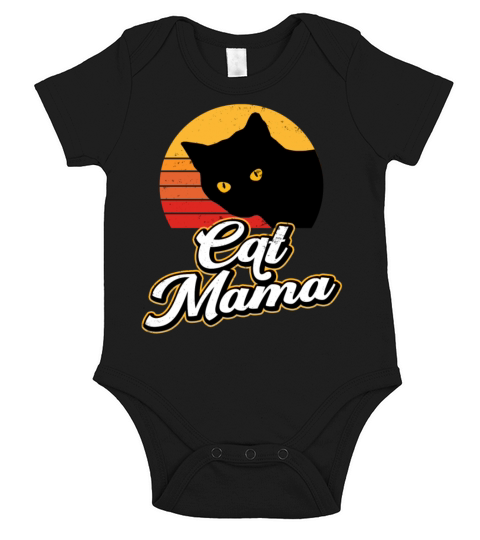 Cat Mama Vintage Eighties Cat Retro Distressed Short Sleeve Baby One-Piece