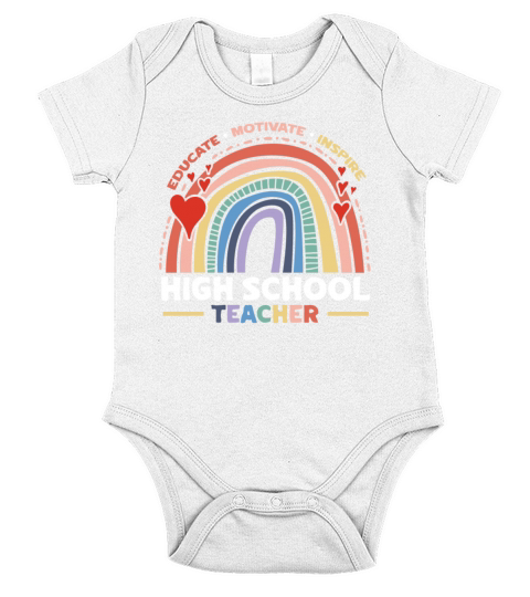 Educate Motivate Inspire High School Teacher Boho Short Sleeve Baby One-Piece