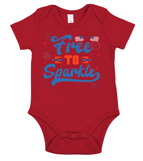 Free to sparkle 4th july Short Sleeve Baby One-Piece
