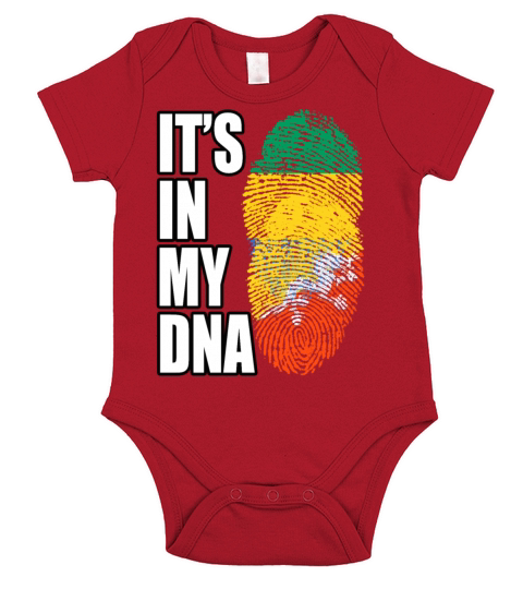 Gambian And Bhutanese Mix Heritage DNA Flag Short Sleeve Baby One-Piece