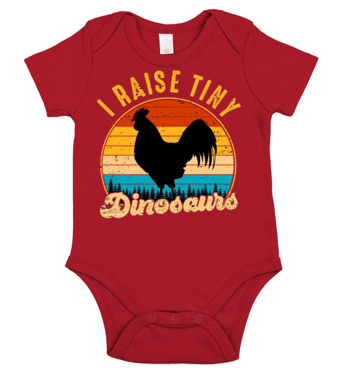 I Raise Tiny Dinosaurs Vintage Retro Chicken Short Sleeve Baby One-Piece