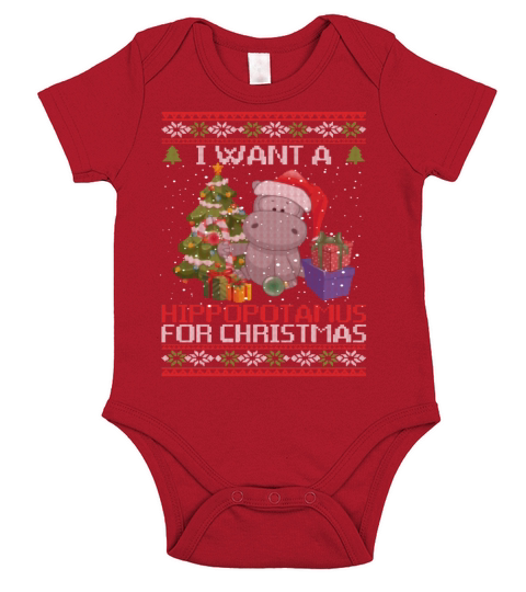 I Want A Hippopotamus For Christmas Funny Short Sleeve Baby One-Piece