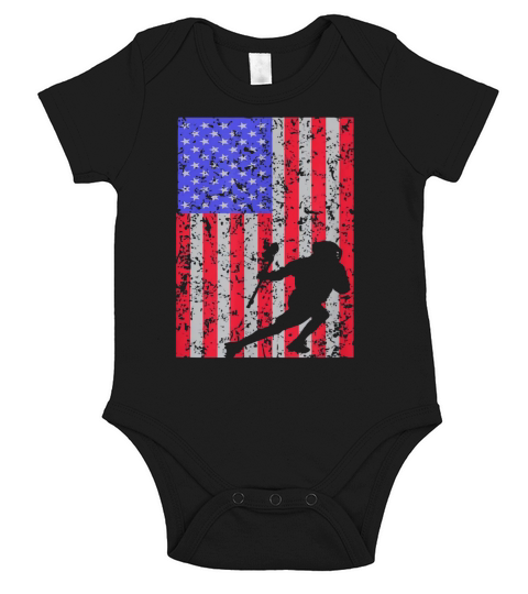 Lacrosse Player American Flag Vintage Design Lax Player shirt Short Sleeve Baby One-Piece
