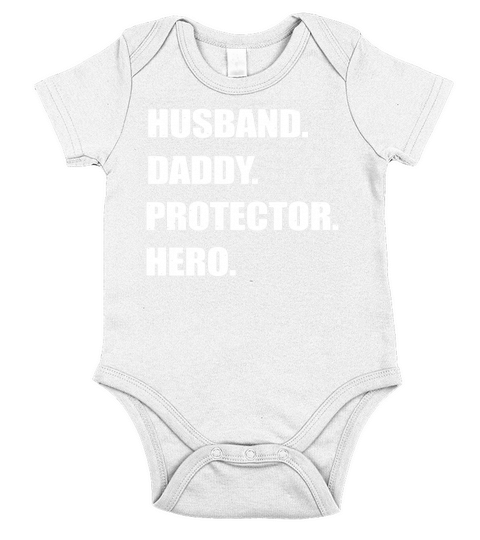 Mens Husband Daddy Protector Hero T-Shirt Gift From Wife Children Short Sleeve Baby One-Piece