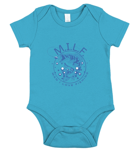 MILF Man I Love Fishing Blue Marlin Short Sleeve Baby One-Piece