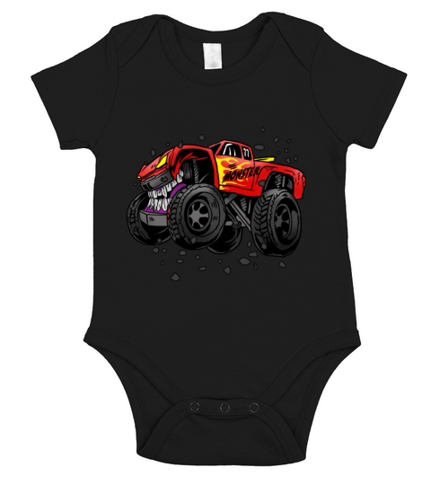 Monster Truck Cool Motor Sports Trucker Gift Idea Short Sleeve Baby One-Piece