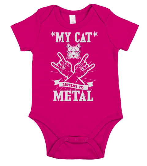 My Cat Listens To Metal T-Shirt Short Sleeve Baby One-Piece