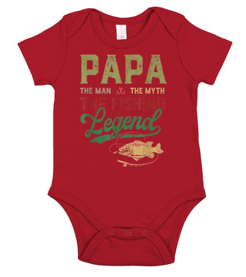 Papa The Man The Myth The Fishing Legend Father Day Shirt Short Sleeve Baby One-Piece