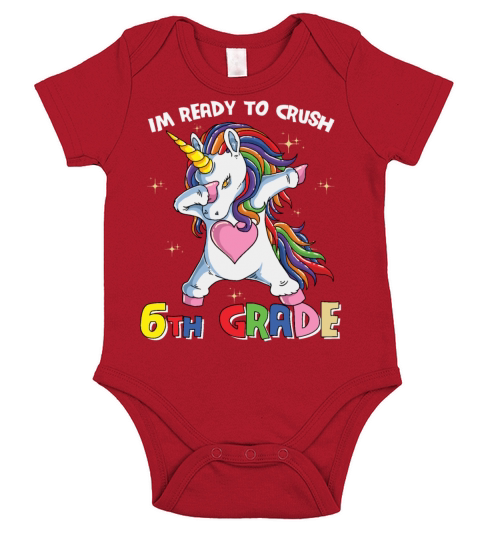 Ready To Crush 6th Grade Dabbing Unicorn Short Sleeve Baby One-Piece