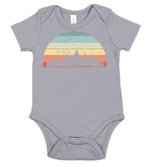Retro Forestry Sunset Vintage forest Sunrise Short Sleeve Baby One-Piece
