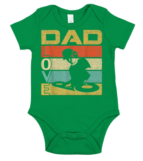 Retro Vintage Dad Love DJ Deejay Fathers Day Short Sleeve Baby One-Piece