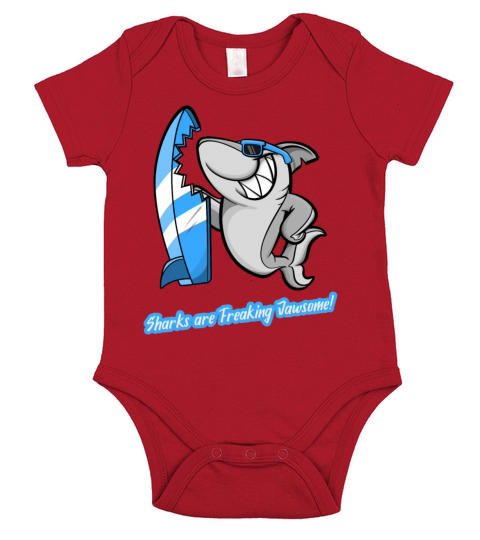 Shark Sayings Funny Sharks Are Freakin Jaw-Some Short Sleeve Baby One-Piece
