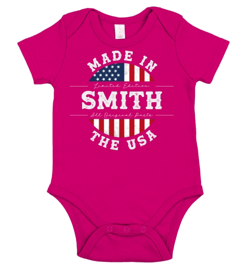 SMITH Name Patriotic American Made in The USA Short Sleeve Baby One-Piece