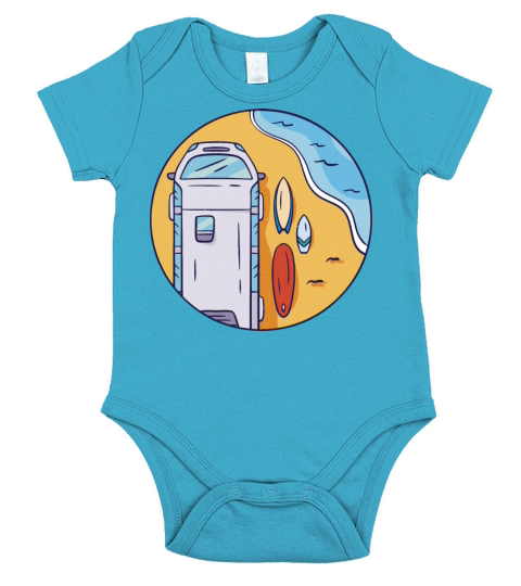 Summer vacation sea surfing traveling Summer vacat Short Sleeve Baby One-Piece