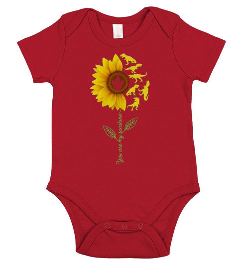 Sunflower you are my sunshine Dinosaur shirt Short Sleeve Baby One-Piece