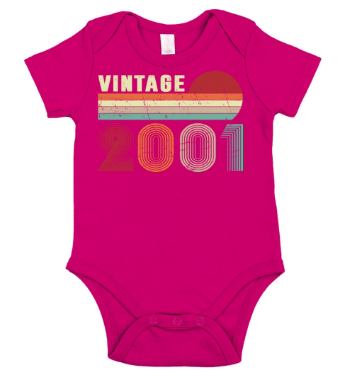 Vintage 2001 Boys Girls 21 Years Old 21st Birthday Short Sleeve Baby One-Piece