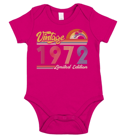 Vintage "Limited Edition" Vintage 1972 Birthday Short Sleeve Baby One-Piece