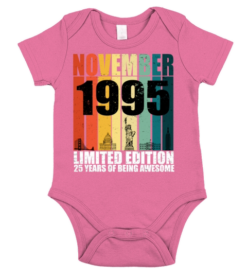 Vintage November 1995 Birthday Short Sleeve Baby One-Piece