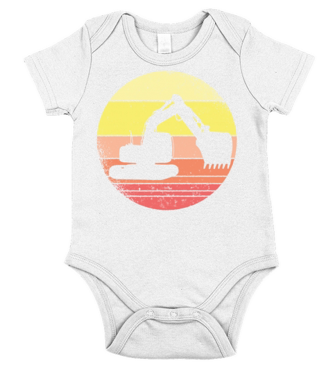 Vintage Retro Excavator Short Sleeve Baby One-Piece