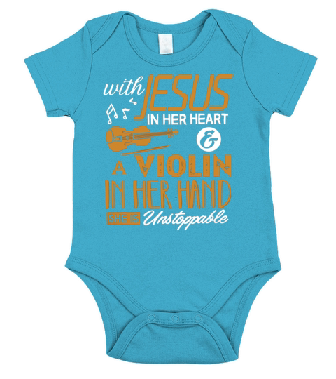 Violin Shirt With Jesus In Her Heart Violinist Gift T-Shirt Short Sleeve Baby One-Piece