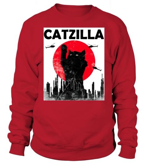 Official Vintage Catzilla Japanese Sunset Style Cat Kitten Lover shirt Sweatshirt Unisex
