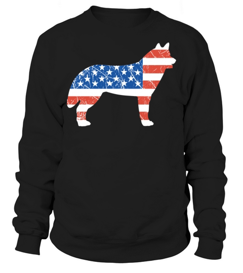 Siberian Husky American Flag Silhouette Vintage Sweatshirt Unisex