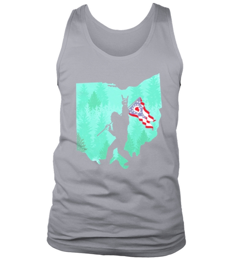 Bigfoot Rock and Roll Ohio Flag in the forest Tank Top Unisex