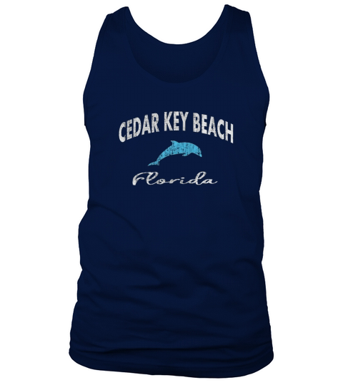 Vintage Dolphin Cedar Key Beach FL Distressed T Shirt Tank Top Unisex