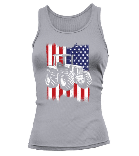 Farm Tractor Usa Flag Patriotic Vintage Tank top Woman