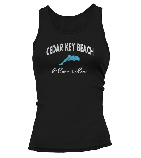 Vintage Dolphin Cedar Key Beach FL Distressed T Shirt Tank top Woman
