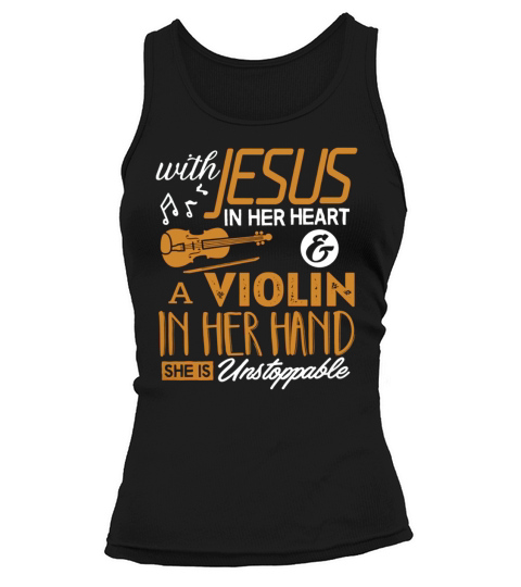 Violin Shirt With Jesus In Her Heart Violinist Gift T-Shirt Tank top Woman