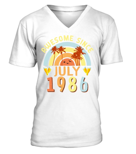 1986 July Retro V-Neck T-shirt