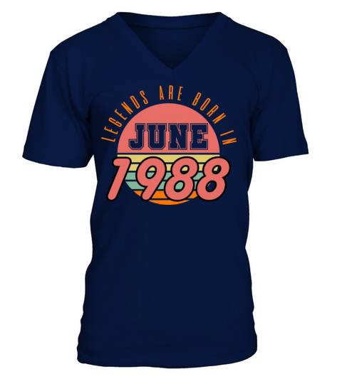 1988 vintage born in June gift V-Neck T-shirt