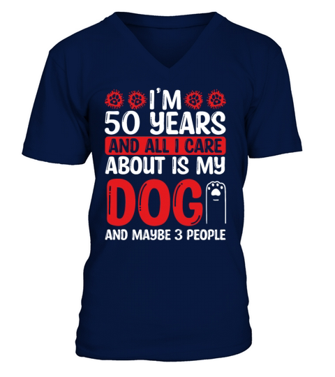 50 Year Old Dog Dad Dog Mom Dog 50th Birthday V-Neck T-shirt