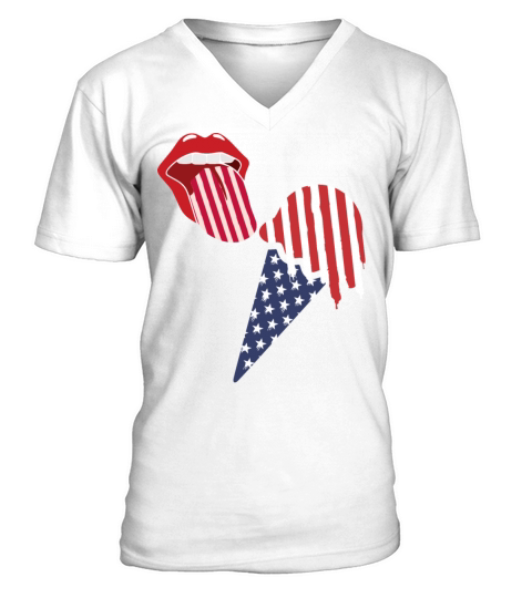 American flag ice cream funny design gift idea V-Neck T-shirt