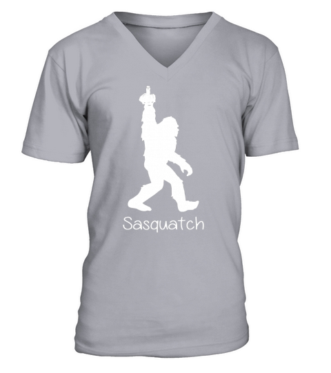 Bigfoot Middle Finger Black Sasquatch shirt - Round Pendant Necklace V-Neck T-shirt