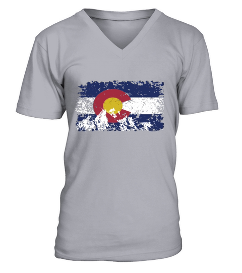 Colorado Flag Mountain Love Colorado V-Neck T-shirt