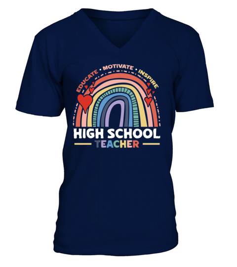 Educate Motivate Inspire High School Teacher Boho V-Neck T-shirt