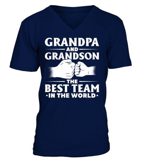 Fathers Day Grandpa And Grandson The Best Team In V-Neck T-shirt