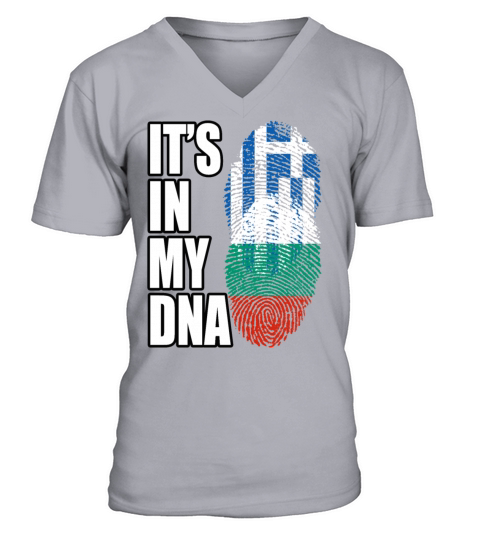 Greek And Bulgarian Mix Heritage DNA Flag V-Neck T-shirt