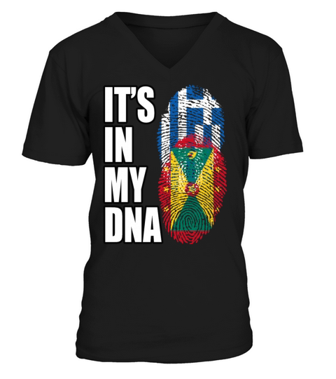 Grenadian And Greek Mix Heritage DNA Flag V-Neck T-shirt