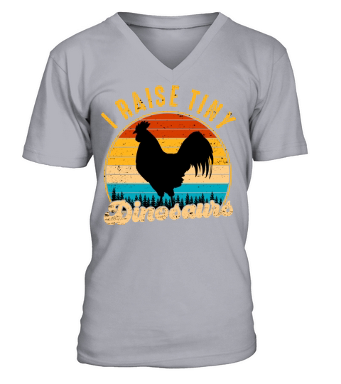 I Raise Tiny Dinosaurs Vintage Retro Chicken V-Neck T-shirt