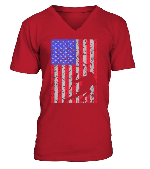 Lacrosse Player American Flag Vintage Design Lax Player shirt V-Neck T-shirt