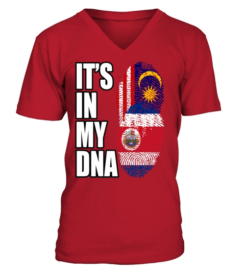 Malaysian And Costa Rican Mix Heritage DNA Flag V-Neck T-shirt