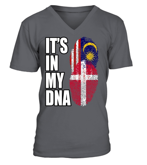 Malaysian And Danish Mix Heritage DNA Flag V-Neck T-shirt