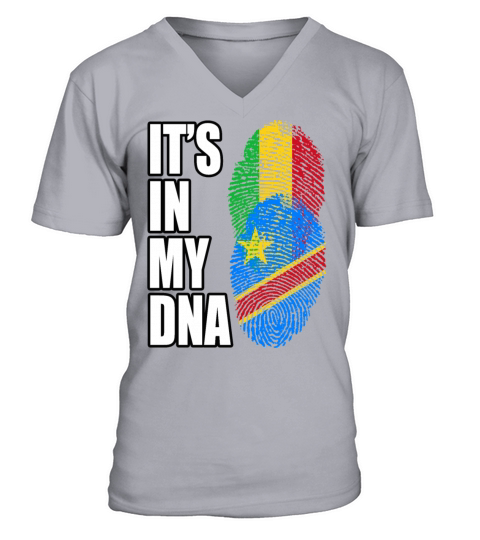 Malian And Congolese Mix Heritage DNA Flag V-Neck T-shirt